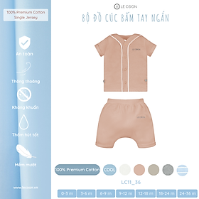  LE COON | Bộ Đồ Cúc Bấm Tay Ngắn | Vải COOL mỏng mát | 0 tháng - 3 tuổi
