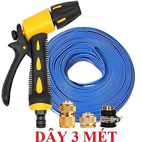 Vòi Xịt️Evoucher Bộ dây vòi xịt nước rửa xe, tưới cây , tăng áp 3 lần, loại 3m, 5m 206319U,cút đồng, d.vàng