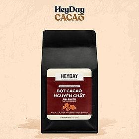 Bột cacao nguyên chất 100% Việt Nam - Dòng Balanced phổ thông túi 500g - Chuyên dùng làm bánh, pha chế cho quán cà phê - Heyday Cacao