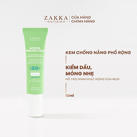 [GIFT] Kem chống nắng phổ rộng Acnoil Protection Zakka Naturals kiềm dầu mỏng nhẹ 10ml