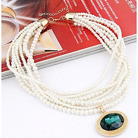 Dây chuyền ngọc trai xanh ngọc lục bảo