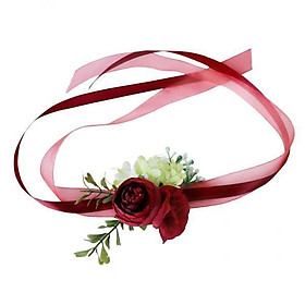 2X Wedding Corsage Wrist Flower Wedding Supplies Photo Props Wrist red