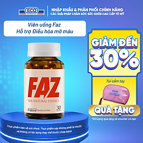 [Hộp 30v] Viên Uống FAZ Ecogreen Hỗ Trợ Giảm Mỡ Máu, Điều Hòa Tim Mạch, Nhập Khẩu Mỹ