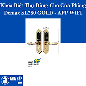Mua Khóa Biệt Thự Dùng Cho Cửa Phòng Demax SL280 GOLD - APP WIFI. Hàng Chính Hãng