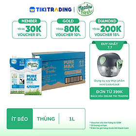 Thùng 12 hộp Sữa tươi tiệt trùng ít béo Meadow Fresh 1L