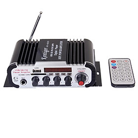 12V HY-600 2CH Mini Stereo Microphone Power Amplifier 20W*2 USB  FM Black