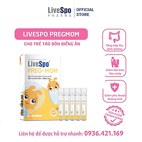 Men vi sinh LiveSpo Pregmom 3 tỷ bào tử lợi khuẩn hỗ trợ giảm táo bón rối loạn tiêu hóa cho trẻ - Hộp 20 ống x 5ml