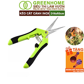 Kéo Cắt Cành Greenhome, D16,5xR4,5cm, Inox, Mũi Nhọn, Siêu Bén, Không Gỉ, Có Khoá An Toàn, Nhiều Màu Lựa Chọn