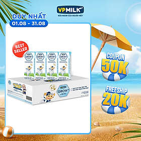 Sữa Tiệt Trùng Ít Đường VPMilk Grow+ Hộp 180ml (Thùng 48 Hộp)