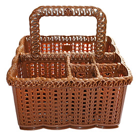 Mua rổ nhựa vuông mây đan 6 ngăn có quai sách kiểu dáng Hàn Quốc để bàn trang điểm TL 054