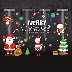 Tấm Decal Trong Dán Tường Kính Trang Trí Chủ Đề Noel Giáng Sinh Merry Christmas