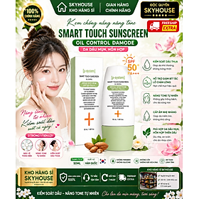 Kem chống nắng nâng tone SMART TOUCH SUNCREEN OIL CONTROL DAMODE chai 50ml da dầu mụn hỗn hợp chính hãng Hàn Quốc