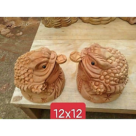 Tượng cóc gỗ xá xị phong thủy 12cm