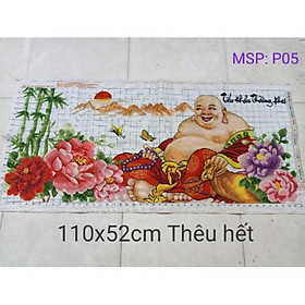 Tranh thêu thành phẩm phật di lạc 118x57cm