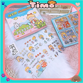Hình dán sticker cute dán sổ tay decor combo hộp 100 tấm stickers chống nước ST2