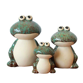 3x Frog Statue Modern  Figurines for Living Room Tabletop Cabinet