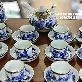 Mua Ấm chén Bát Tràng  Bọc đồng  Hoạ tiết trúc lâm thất hiền