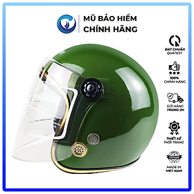 Mũ Bảo Hiểm 3/4 Blue Sea - BL34A100K - Có Kính dài Thời trang - Lót tháo rời - Freesize - Hàng chính hãng