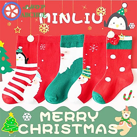 Tất Vớ Trẻ Em Minliu Cho Bé Từ 1 12 Tuổi chủ đề NOEL Chất Cotton Set 5 Đôi