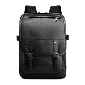 Balo Đi Học Da  Chống Nước Cao Cấp Thời Trang Rẻ Đẹp Nhẹ Da Đen Đựng Laptop Đi Chơi Du Lịch Nam Nữ-DRU BL015-hàng chính hãng