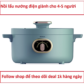 Nồi Lẩu Nướng Dành Cho Gia Đình 4-5 Người Chống Dính Cực Tốt - Màu Xanh - giagoc24h