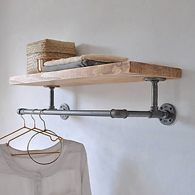 Mua Kệ ống nước Kệ treo gắn tường kiêm giá treo quần áo chất liệu ống nước và gỗ trang trí nhà decor quán cafe