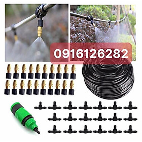 Bộ KIT Phun Sương Tưới Cây Tự Động gồm 20 Béc Bằng Đồng Cao Cấp kèm 25m Dây ỐNG 8MM và đầy đủ phụ kiện