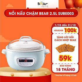 Hình ảnh Nồi nấu chậm Bear 2.5L có lồng hấp (5 thố sứ)- Có lồng hấp (Hàng chính hãng)