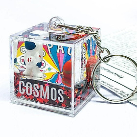 Móc khóa treo túi kim tuyến nước chảy chủ đề phi hành gia