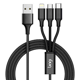 Cáp Dù Sạc Nhanh Bagi 3 Đầu CB-AS12 (3 In 1) - Hàng Chính Hãng