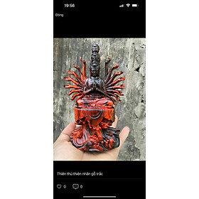 Hình ảnh Tượng điêu khắc phật thiên thủ thiên nhãn ,gỗ trắc đỏ đen kt 15×14×6cm