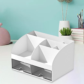 Desk Organizer with Drawers Makeup Brush Storage Holder Cosmetic Desk Accessories Makeup Organizer for Office Counter Dresser