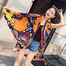 Khăn choàng linen thổ cẩm khăn quàng cổ boho size 180*95cm