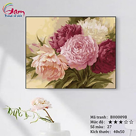 Mua Tranh tô màu theo số sơn dầu số hóa Tranh hoa mẫu đơn Phú quý mãn đường mã BH0009B