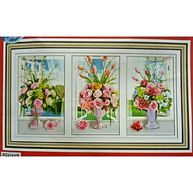 Mua tranh thêu hoa phong cảnh  kích thước 125 x 64