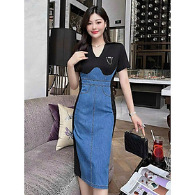 ĐẦM BODY JEAN PHỐI THUN KÈM PK CAO CẤP