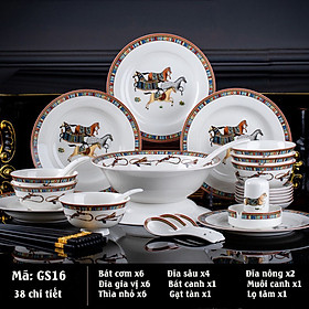 Mua Bộ bát ăn cơm 38 món  chất SỨ XƯƠNG Giang Tây cao cấp - Sứ mỏng nhẹ nhưng cứng và trong  cách nhiệt tốt GS16