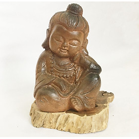 Mua Tượng chú tiểu ngồi ngủ an nhiên gốm đất nung thủ công (Cao 20cm) làng gốm Bàu Trúc  Gốm Chăm handmade trang trí vintage