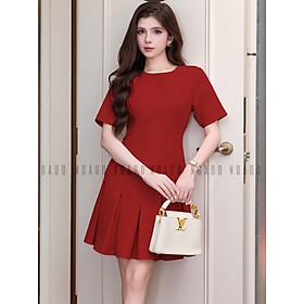 Đầm đỏ suông dập ly NGADO , đầm suông , đầm nữ , đầm công sở , dự tiệc