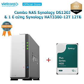 Mua Combo Thiết bị lưu trữ NAS Synology DS120j và 1 ổ cứng HDD cho NAS Synology HAT3300-12TB Hàng chính hãng