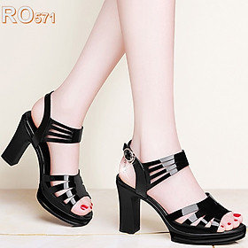 Giày sandal cao gót ROSATA RO571 cao 8p - đen, chì - HÀNG VIỆT NAM - BKSTORE
