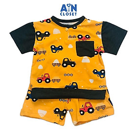 Bộ quần áo ngắn bé trai họa tiết Xe kéo vàng thun cotton - AICDBTTVLCD9