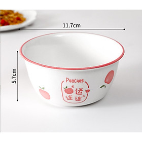 Mua Chén bát ăn cơm sứ họa tiết trái đào dễ thương