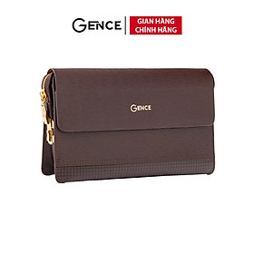 Ví Nam Cầm Tay Clutch Da Chính Hãng GENCE RB01 Da Bò Khóa Số Cao Cấp Màu Nâu