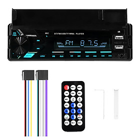 Car Stereo Receiver Multifunctional BT MP3 Player FM Radio Support Hands-Free Calls Phone Charge EQ Adjustment Voice Control U-Disk/TF Card/AUX-in with Time Display Phone Holder Remote Controller
