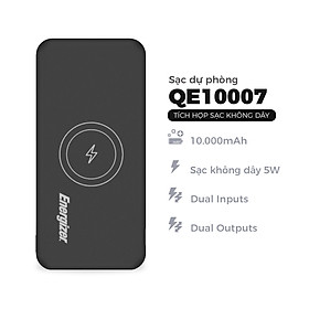 Mua Sạc dự phòng Energizer 10 000mAh /3.7V Li-Polymer - QE10007 - tích hợp sạc không dây Qi 5W - Hàng chính hãng