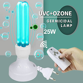 Đèn UV diệt khuẩn khử trùng bằng tia cực tím UV-C có ozone, với remoss điều khiển từ xa, công suất 220V/25W, góc chiếu xạ 360, diện tích khử khuẩn hiệu quả 30mv