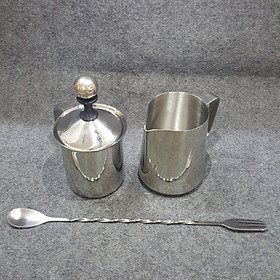 Mua Combo 3 dụng cụ Inox đánh sữa tạo bọt - Ca Inox 600ml