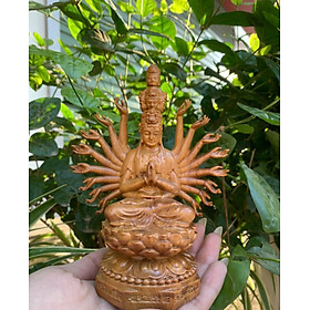 Mua Tượng phật thiên thủ thiên nhãn ngài nghìn mắt nghìn tay  bằng gỗ bách xanh liền khối thơm phức kt cao 15××11×6cm