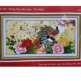 Mua Tranh thêu chữ thập đồng hồ đôi công A1167-Kho Tranh Đồng Nai